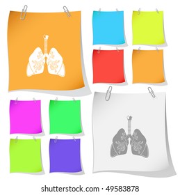 Lungs. Vector note papers.