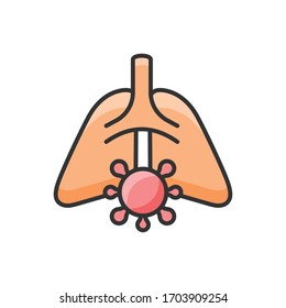 Ilustración rellena de contorno vectorial de pulmones. icono del virus corona covid-19