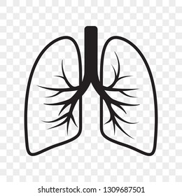 Lungs Vector Outline Icon. Cold Cough And Bronchitis Lung Disease Treatment