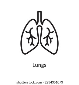 Ilustración de diseño del icono de contorno del vector de los pulmones. Símbolo médico sobre archivo EPS 10 de fondo blanco