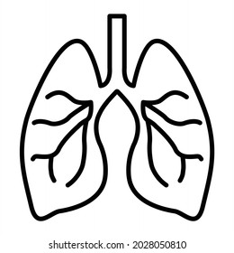 Lungs Vector Outline Icon Isolated On White Background
