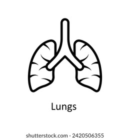 Lungs  vector outline icon style illustration. EPS 10 File
