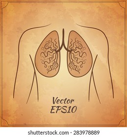 lungs vintage vector illustration
