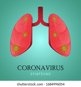 Lungs with virus. Coronavirus symptom poster - Vector illustration