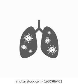 pulmones con ícono de virus, pulmones con vector de coronavirus