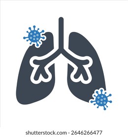 Lungs, virus icon. Lungs infection icon