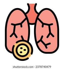 Lungs virus icon outline vector. Test pcr. Corona health color flat