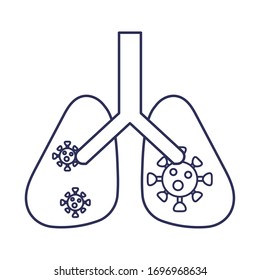 lungs with virus and infection, line style icon vector illustration design
