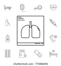 Lungs X-Ray line icon. Set of medicine tools icons. Web Icons Premium quality graphic design. Signs, outline symbols collection, simple icons for websites, web design, mobile app on white background