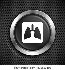 Lungs X-ray on Black Round Button