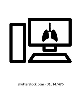 lungs x-ray on display of computer