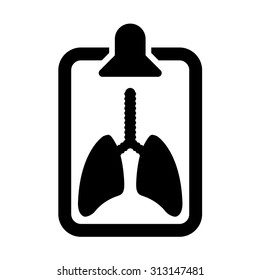 lungs x-ray on paper tablet holder vector icon