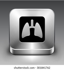 Lungs X-ray on Silver Square Button