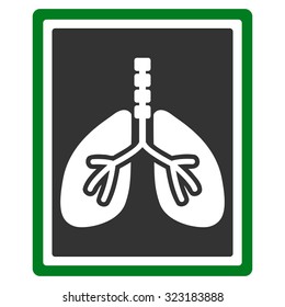 Lungs X-Ray Photo vector icon. Style is bicolor flat symbol, green and gray colors, rounded angles, white background.