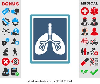 Lungs X-Ray Photo vector icon. Style is bicolor flat symbol, cyan and blue colors, rounded angles, white background.