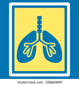 Lungs X-Ray Photo vector icon. Style is bicolor flat symbol, yellow and white colors, rounded angles, blue background.