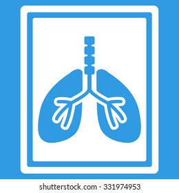 Lungs X-Ray Photo vector icon. Style is flat symbol, white color, rounded angles, blue background.