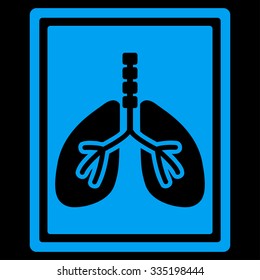 Lungs X-Ray Photo vector icon. Style is flat symbol, blue color, rounded angles, black background.