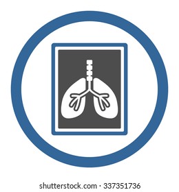 Lungs X-Ray Photo vector icon. Style is bicolor flat rounded symbol, cobalt and gray colors, rounded angles, white background.