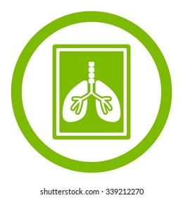 Lungs X-Ray Photo vector icon. Style is flat rounded symbol, eco green color, rounded angles, white background.
