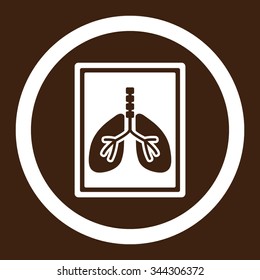Lungs X-Ray Photo vector icon. Style is flat rounded symbol, white color, rounded angles, brown background.
