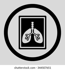 Lungs X-Ray Photo vector icon. Style is flat rounded symbol, black color, rounded angles, light gray background.