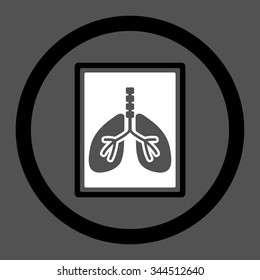 Lungs X-Ray Photo vector icon. Style is bicolor flat rounded symbol, black and white colors, rounded angles, gray background.
