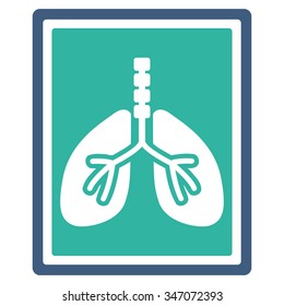 Lungs X-Ray Photo vector icon. Style is bicolor flat symbol, cobalt and cyan colors, rounded angles, white background.