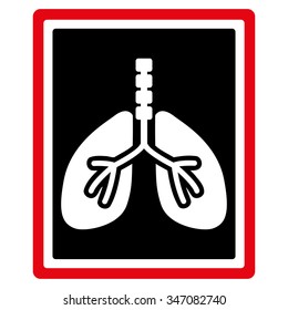 Lungs X-Ray Photo vector icon. Style is bicolor flat symbol, intensive red and black colors, rounded angles, white background.