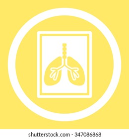 Lungs X-Ray Photo vector icon. Style is flat rounded symbol, white color, rounded angles, yellow background.