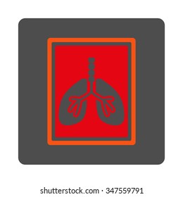 Lungs X-Ray Photo vector icon. Style is flat rounded square silver button with red symbol, white background.