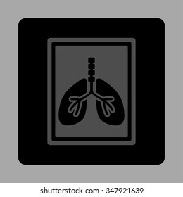 Lungs X-Ray Photo vector icon. Style is flat rounded square button, gray and black colors, silver background.