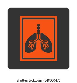 Lungs X-Ray Photo vector icon. Style is flat rounded square button, orange and gray colors, white background.