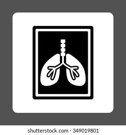Lungs X-Ray Photo vector icon. Style is flat rounded square button, black and white colors, gray background.