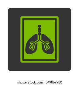 Lungs X-Ray Photo vector icon. Style is flat rounded square button, eco green and gray colors, white background.