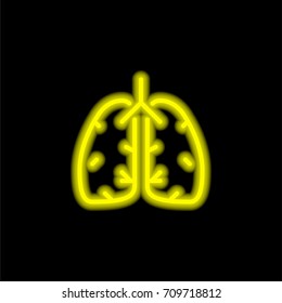 Lungs yellow glowing neon ui ux icon. Glowing sign logo vector