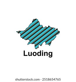 Luoding map. vector map of Chinese capital Country colorful design, illustration design template on white background