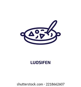 luosifen icon from food collection. Thin linear luosifen, omelette, guotie outline icon isolated on white background. Line vector luosifen sign, symbol for web and mobile