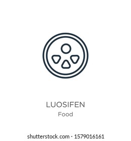 Luosifen icon. Thin linear luosifen outline icon isolated on white background from food collection. Line vector sign, symbol for web and mobile svg