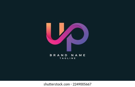 LUP, UP, PU, Resumen diseño inicial del logotipo de la letra monogramada