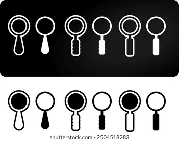 ícone lupa preto e branco black and white magnifying glass icon