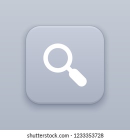 Lupa, search, gray vector button with white icon on gray background