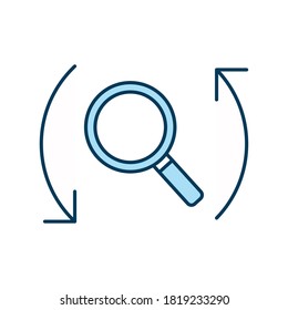 lupe with arrows line and fill style icon design, search tool and magnifying glass theme Vector illustration
