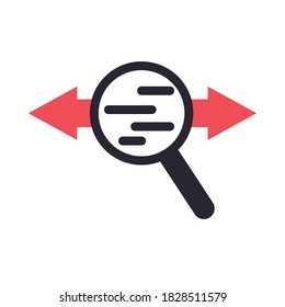 Lupe with arrows line and fill style icon design, search tool and magnifying glass theme Vector illustration