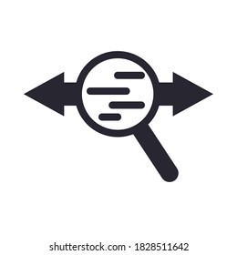 Lupe con flechas estilo línea diseño de iconos, herramienta de búsqueda y tema de lupa Vector ilustración
