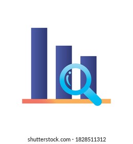 lupe with bars chart gradient style icon design, search tool and magnifying glass theme Vector illustration