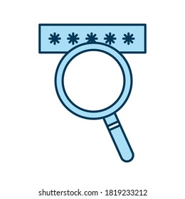 lupe with code line and fill style icon design, search tool and magnifying glass theme Vector illustration