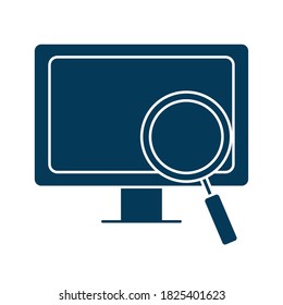 lupe with computer silhouette style icon design, search tool and magnifying glass theme Vector illustration