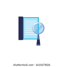 Lupe and document design, Tool search magnifying glass zoom lens and exploration theme Vector illustration