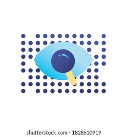 Lupe With Eye Gradient Style Icon Design, Search Tool And Magnifying Glass Theme Vector Illustration